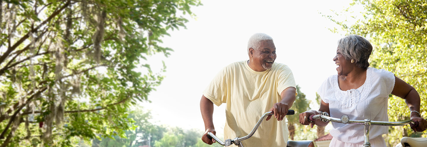 a couple bicycling